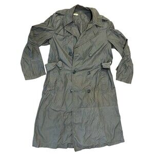 VTG Military Jacket Mens 36 R Taupe Green Raincoat Coated Nylon US Army Tactical